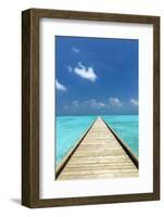 Wooden Jetty out to tropical Sea, The Maldives, Indian Ocean, Asia-Sakis Papadopoulos-Framed Photographic Print