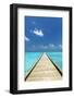 Wooden Jetty out to tropical Sea, The Maldives, Indian Ocean, Asia-Sakis Papadopoulos-Framed Photographic Print