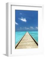 Wooden Jetty out to tropical Sea, The Maldives, Indian Ocean, Asia-Sakis Papadopoulos-Framed Photographic Print