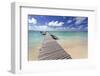 Wooden Jetty with Boats Tied to it Stretching Out into the Indian Ocean Off an Idyllic Beach-Lee Frost-Framed Photographic Print