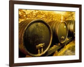 Wooden Kegs for Ageing Wine in Cellar of Pavel Soldan in Village of Modra, Slovakia-Richard Nebesky-Framed Photographic Print