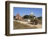 Wooden Ox Cart Passing Shwesandaw Temple, Bagan (Pagan), Central Myanmar, Myanmar (Burma), Asia-Stuart Black-Framed Photographic Print