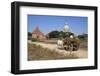 Wooden Ox Cart Passing Shwesandaw Temple, Bagan (Pagan), Central Myanmar, Myanmar (Burma), Asia-Stuart Black-Framed Photographic Print