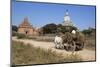 Wooden Ox Cart Passing Shwesandaw Temple, Bagan (Pagan), Central Myanmar, Myanmar (Burma), Asia-Stuart Black-Mounted Photographic Print