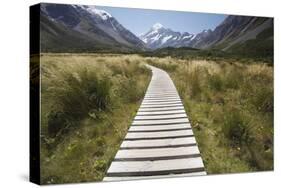 Wooden Path Through Mount Cook National Park-Paul Souders-Stretched Canvas