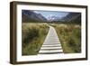 Wooden Path Through Mount Cook National Park-Paul Souders-Framed Photographic Print