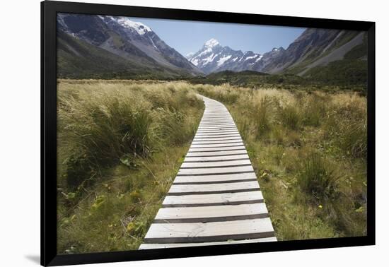 Wooden Path Through Mount Cook National Park-Paul Souders-Framed Photographic Print