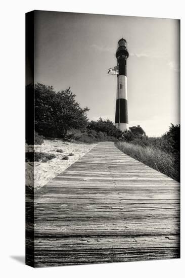 Wooden Path to the Lighthouse, Fire Island, NY-George Oze-Stretched Canvas