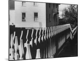 Wooden Picket Fence Surrounding a Building Built in 1850 in a Shaker Community-John Loengard-Mounted Photographic Print