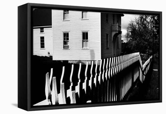 Wooden Picket Fence Surrounding a Building Built in 1850 in a Shaker Community-John Loengard-Framed Stretched Canvas