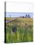 Wooden Pier and Chairs, Apalachicola Bay, Florida Panhandle, USA-John Coletti-Stretched Canvas