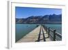 Wooden Pier in the Turquoise Water of Lake Wakatipu-Michael-Framed Photographic Print