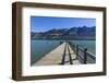 Wooden Pier in the Turquoise Water of Lake Wakatipu-Michael-Framed Photographic Print