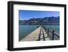 Wooden Pier in the Turquoise Water of Lake Wakatipu-Michael-Framed Photographic Print