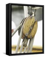 Wooden Pulley and Rope of Boat Rigging-null-Framed Stretched Canvas