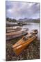 Wooden rowing boats beside Derwent Water in the Lake District, Cumbria, England. Autumn (October) 2-Adam Burton-Mounted Photographic Print