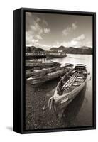 Wooden Rowing Boats on Derwent Water, Keswick, Lake District, Cumbria, England. Autumn-Adam Burton-Framed Stretched Canvas