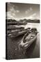 Wooden Rowing Boats on Derwent Water, Keswick, Lake District, Cumbria, England. Autumn-Adam Burton-Stretched Canvas