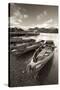 Wooden Rowing Boats on Derwent Water, Keswick, Lake District, Cumbria, England. Autumn-Adam Burton-Stretched Canvas