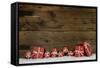 Wooden Rustic Background with Red Christmas Presents.-Imagesbavaria-Framed Stretched Canvas