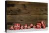 Wooden Rustic Background with Red Christmas Presents.-Imagesbavaria-Stretched Canvas