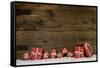 Wooden Rustic Background with Red Christmas Presents.-Imagesbavaria-Framed Stretched Canvas