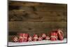 Wooden Rustic Background with Red Christmas Presents.-Imagesbavaria-Mounted Photographic Print
