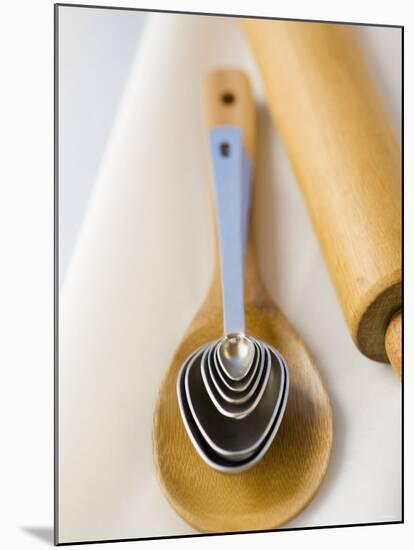 Wooden Spoon, Measuring Spoons and Rolling Pin-Greg Elms-Mounted Photographic Print