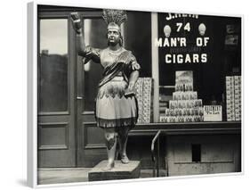 Wooden Statue in Front of Cigar Shop-null-Framed Photographic Print