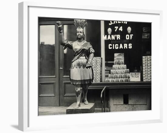 Wooden Statue in Front of Cigar Shop-null-Framed Photographic Print