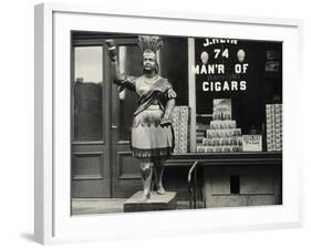 Wooden Statue in Front of Cigar Shop-null-Framed Photographic Print