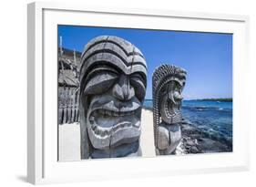 Wooden Statues in Puuhonua O Honaunau National Historical Park-Michael Runkel-Framed Photographic Print