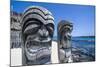 Wooden Statues in Puuhonua O Honaunau National Historical Park-Michael Runkel-Mounted Photographic Print