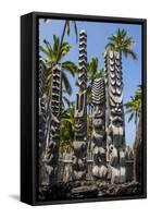 Wooden Statues in the Puuhonua O Honaunau National Historical Park-Michael Runkel-Framed Stretched Canvas
