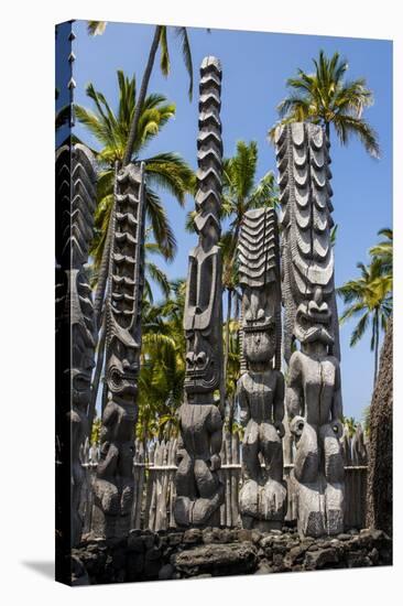 Wooden Statues in the Puuhonua O Honaunau National Historical Park-Michael Runkel-Stretched Canvas