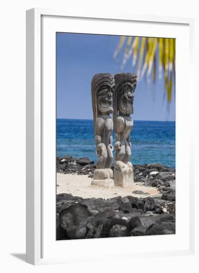 Wooden Statues in the Puuhonua O Honaunau National Historical Park-Michael Runkel-Framed Photographic Print