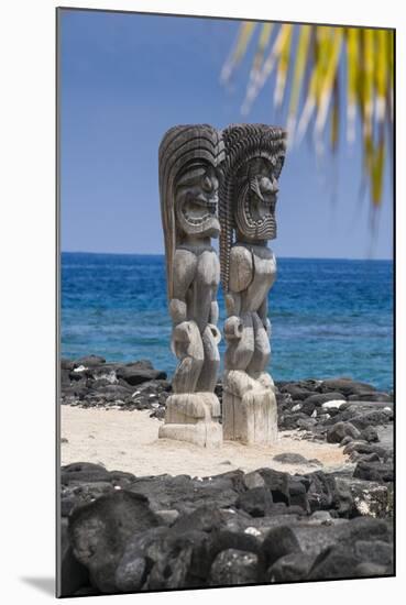 Wooden Statues in the Puuhonua O Honaunau National Historical Park-Michael Runkel-Mounted Photographic Print