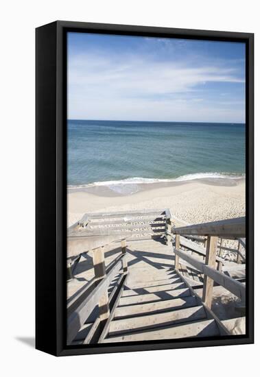 Wooden Steps at Nauset Light Beach in Cape Cod, Boston, Usa-null-Framed Stretched Canvas