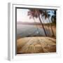 Wooden Table on the Beach with Palms-ZoomTeam-Framed Photographic Print