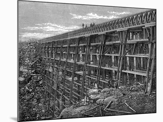 Wooden Trestle Bridge on the Union Pacific Railroad, Dale Creek, Wyoming, USA, 1869-null-Mounted Giclee Print