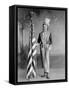 Wooden Uncle Sam and the American Flag-Joseph Randall Blanchard-Framed Stretched Canvas