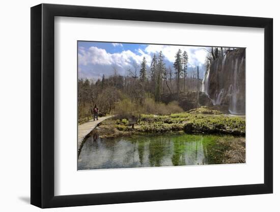 Wooden Walkway (Boardwalk) and Waterfalls in Plitvice Lakes National Park-Simon Montgomery-Framed Photographic Print