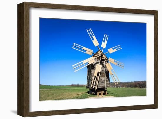 Wooden Windmill in Open-Air Museum Pirogovo, Ukraine-pavel klimenko-Framed Photographic Print