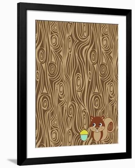 Woodgrain Squirrel-Joanne Paynter Design-Framed Giclee Print