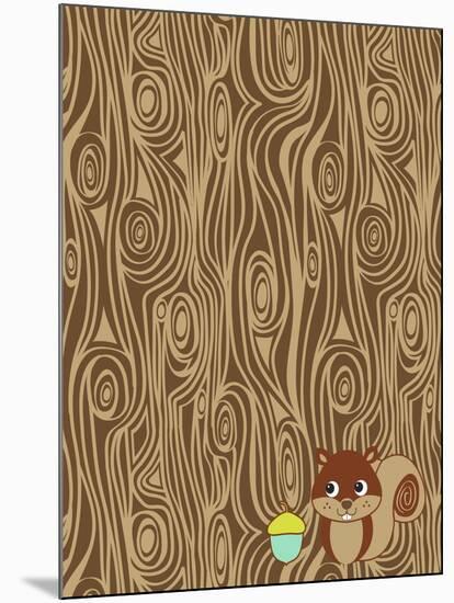 Woodgrain Squirrel-Joanne Paynter Design-Mounted Giclee Print