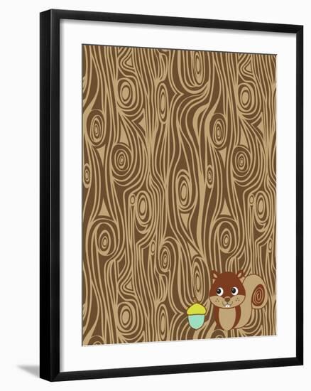 Woodgrain Squirrel-Joanne Paynter Design-Framed Giclee Print