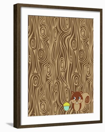 Woodgrain Squirrel-Joanne Paynter Design-Framed Giclee Print