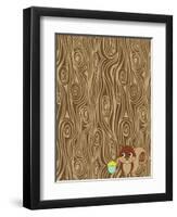 Woodgrain Squirrel-Joanne Paynter Design-Framed Premium Giclee Print