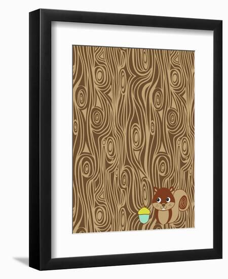 Woodgrain Squirrel-Joanne Paynter Design-Framed Premium Giclee Print