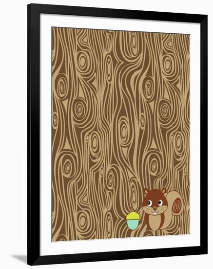 Woodgrain Squirrel-Joanne Paynter Design-Framed Giclee Print